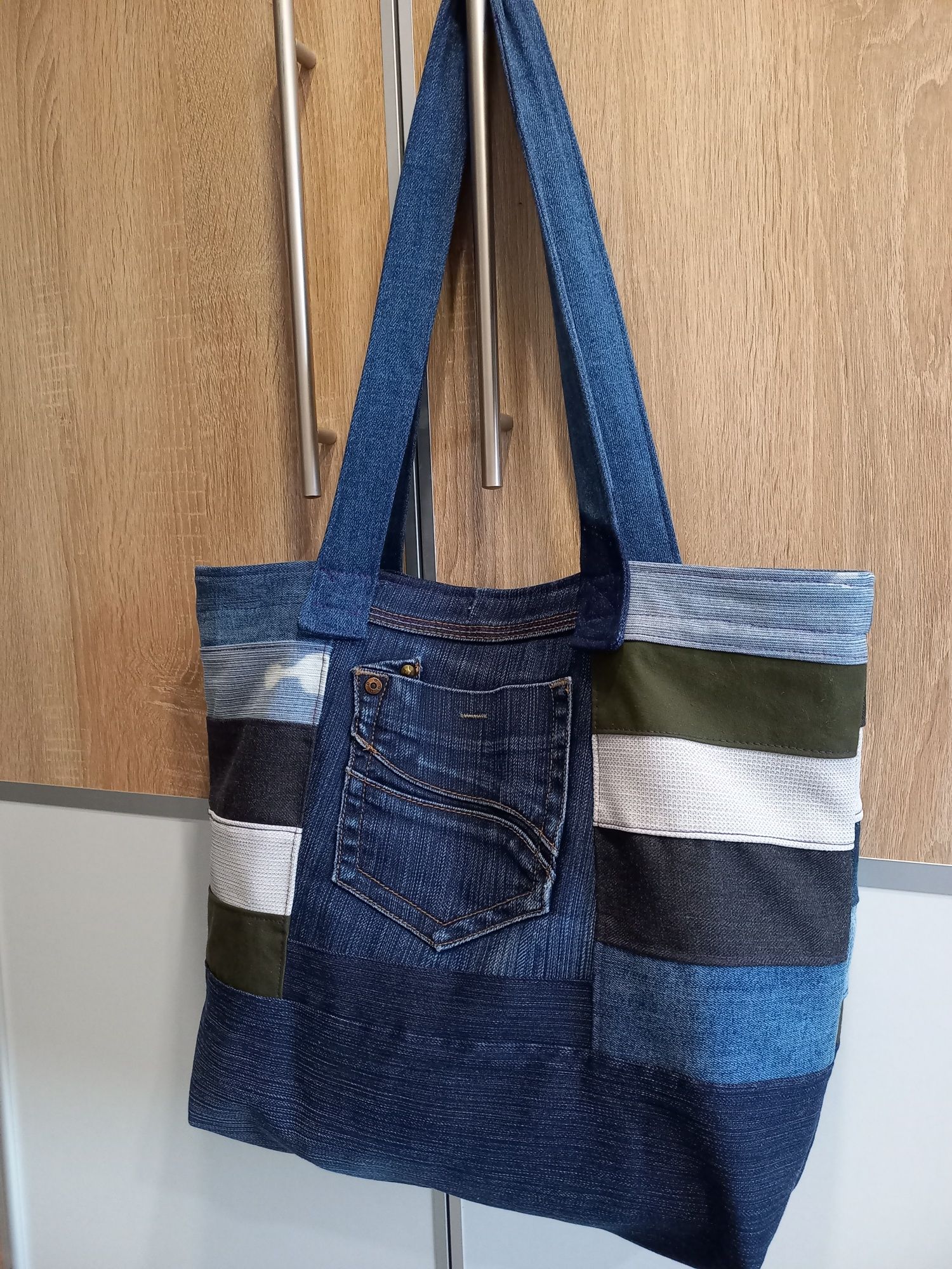 Torba jeansowa hand made dwustronna