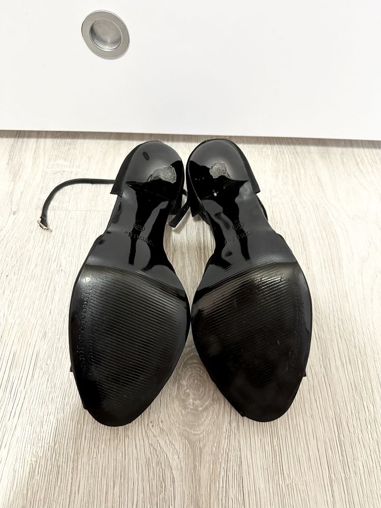 Piekne czarne szpilki sandałki kokardka Jennifer&Jennifer