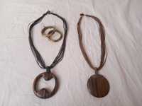 Biżuteria Boho drewniane naszyjniki i metalowe kolczyki