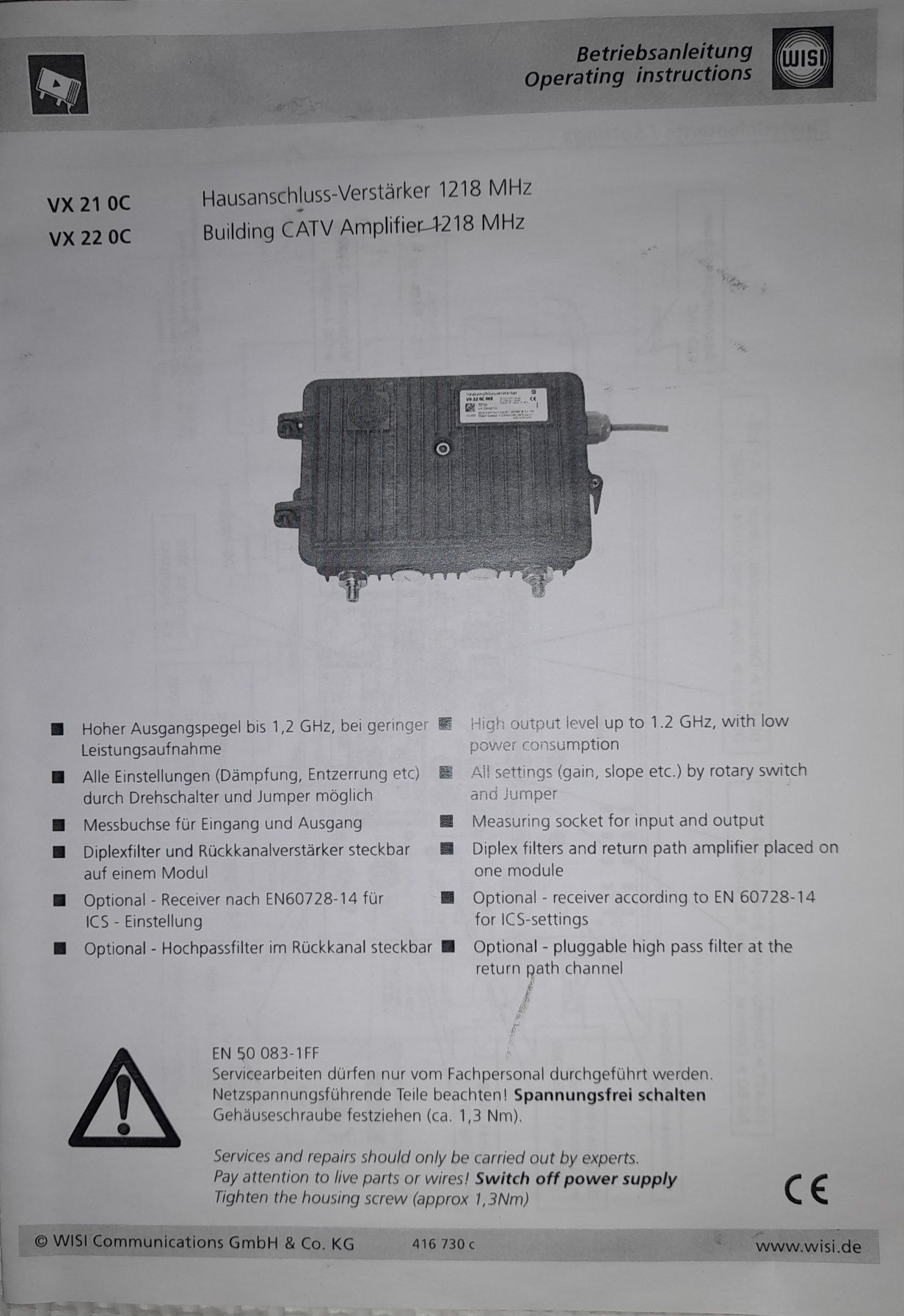 Wzmacniacz szerokopasmowy WISI VALUE VX 22 0C