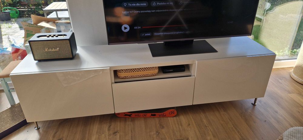 Szafka pod TV IKEA Besta Selsviken biały połysk 180 cm