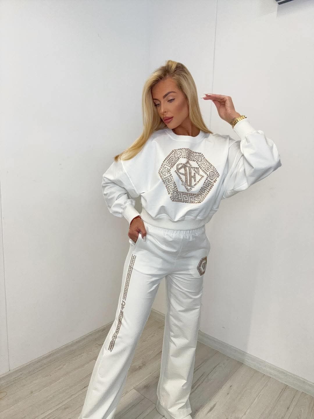 Piękny komplet dres z cyrkoniami dwa kolory paparazzi fashion