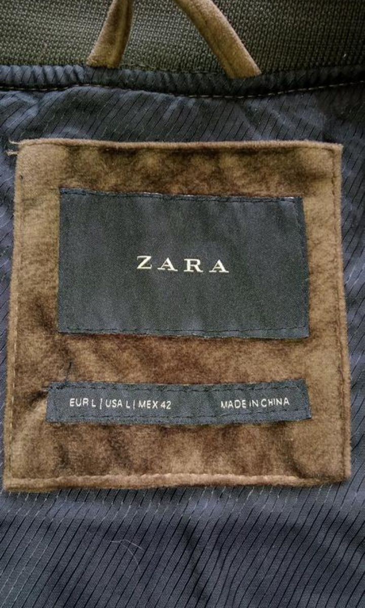 Комбинированная бархатная куртка-бомбер бренду zara.