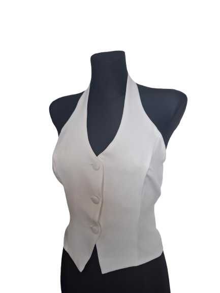 Biała bluzka halter kokarda (462)