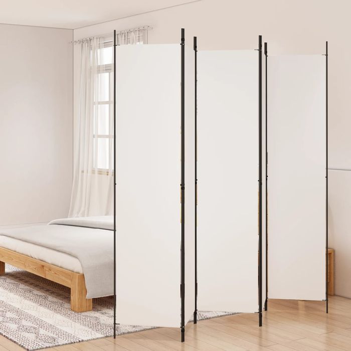 vidaXL Parawan 5-panelowy, biały, 250x220 cm, tkanina