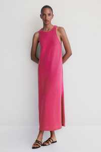 Massimo Dutti sukienka dzianinowa rozmiar L bawełniana fuksja dzianina