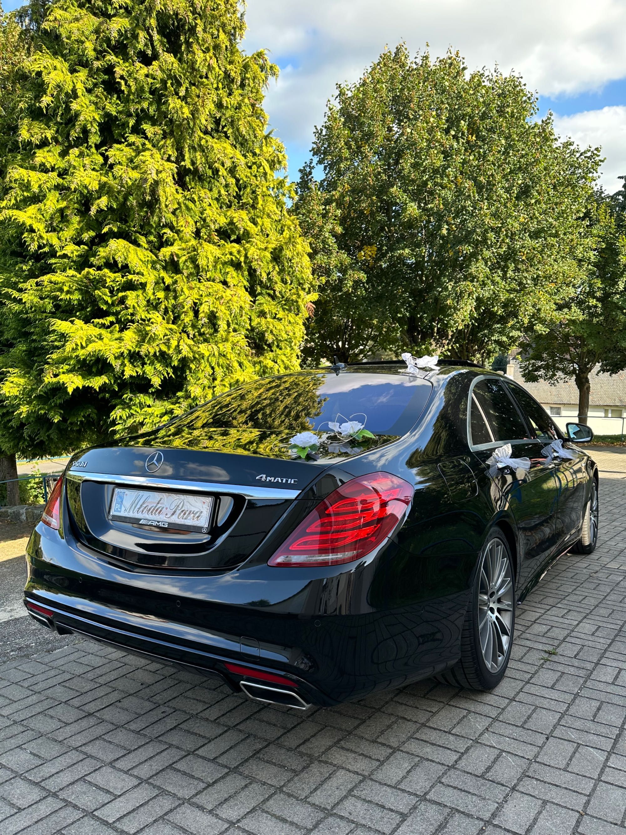 Auto do ślubu Mercedes S500 V8 biturbo AMG Licencja Wrocław Legnica