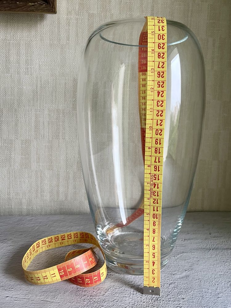 Mega duży 32 cm wysoki szklany wazon klosz na kwiaty grube szkło