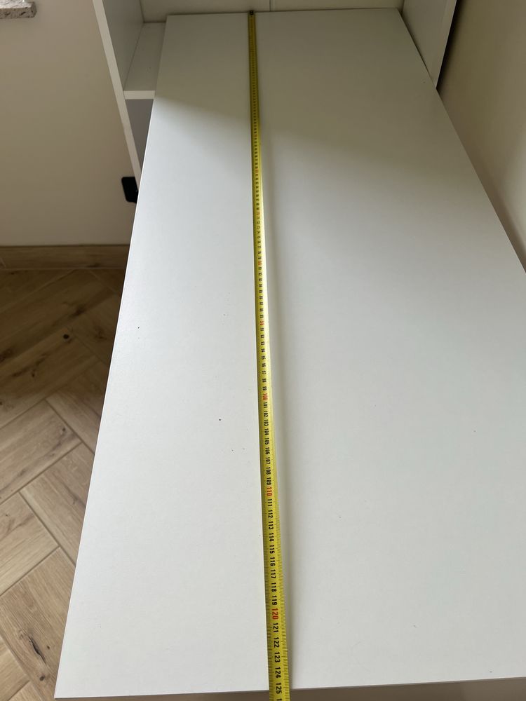 Regał 180 cm + biurko 125 cm – biały komplet