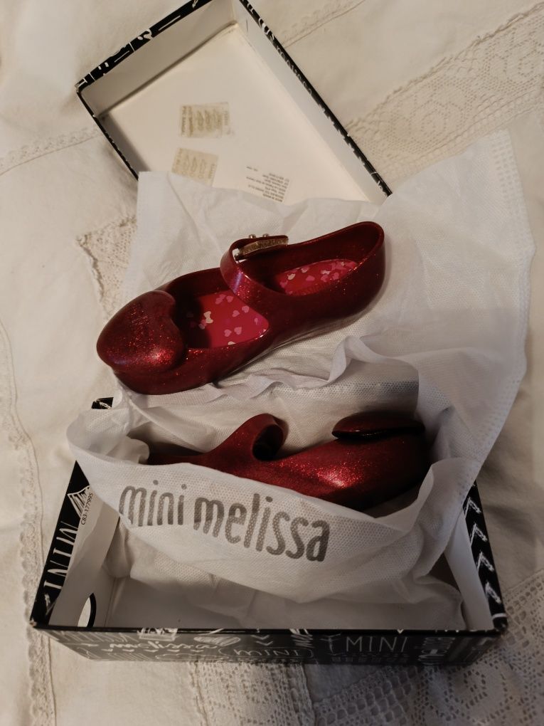 Baleriny balerinki mini Melissa Ultragirl heart M Red glitter ORYGINA