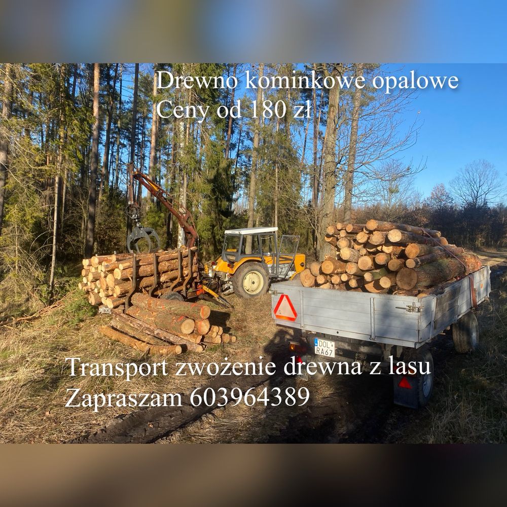 Drewno opałowe kominkowe transport zwożenie drewna z lasu