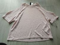 Dzianinowa bluzka cold shoulder XS H&M pudrowy róż