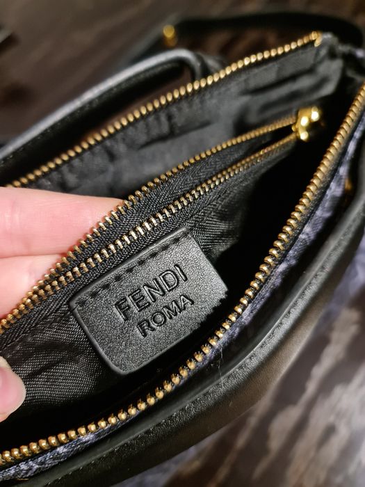 Torebka Fendi do ręki na ramię materiałowa  monogram granatowa jeans