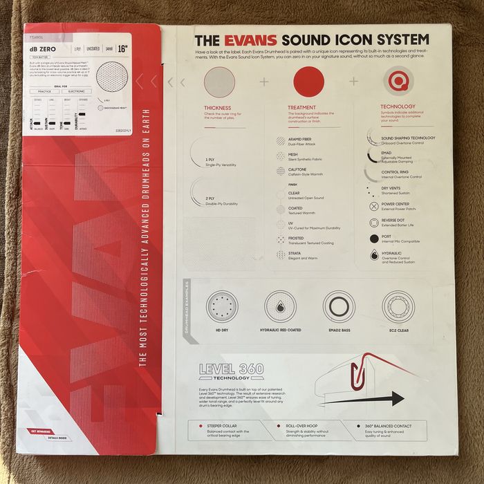 Сітчастий пластик для барабану EVANS DB Zero 16” | Mesh head