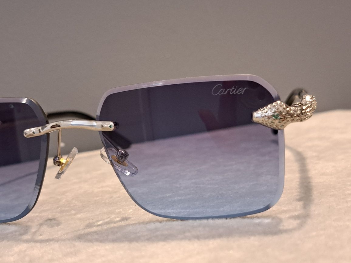 CARTIER męskie srebrne nowe okulary przeciwsłoneczne