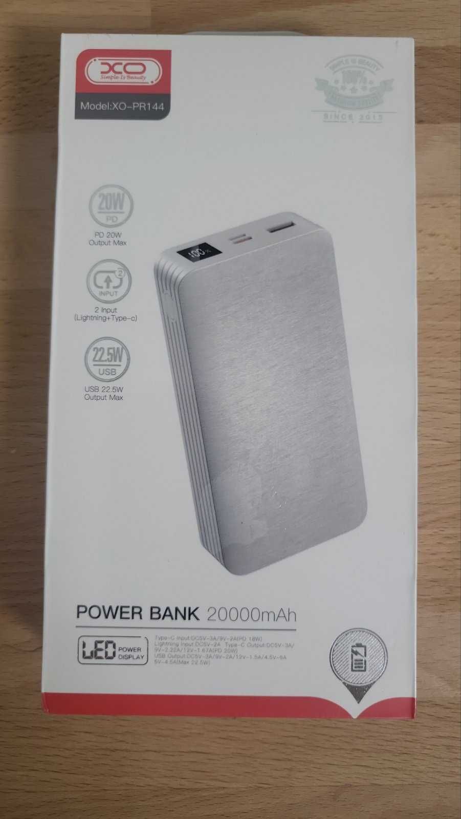 Power Bank XO PR144 PD20W 22.5W 20000