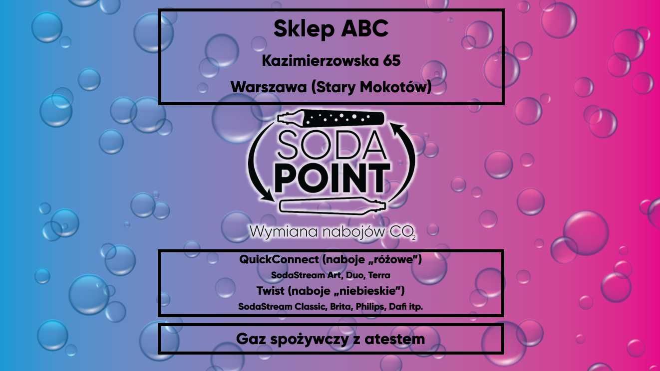 Sodastream W-wa (Stary Mokotów), Kazimierzowska 65 Wymiana nabojów CO2