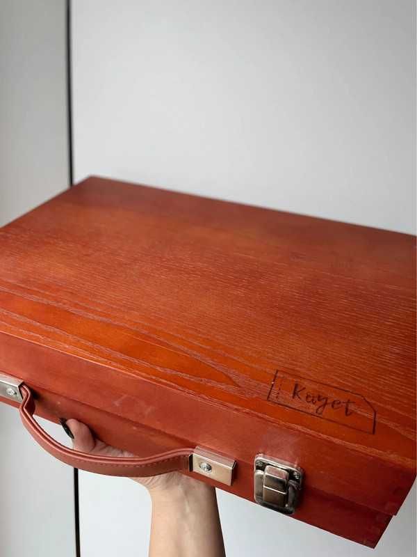 Drewniana walizka skrzynia walizka z przyborami (Kayet) plastyczne