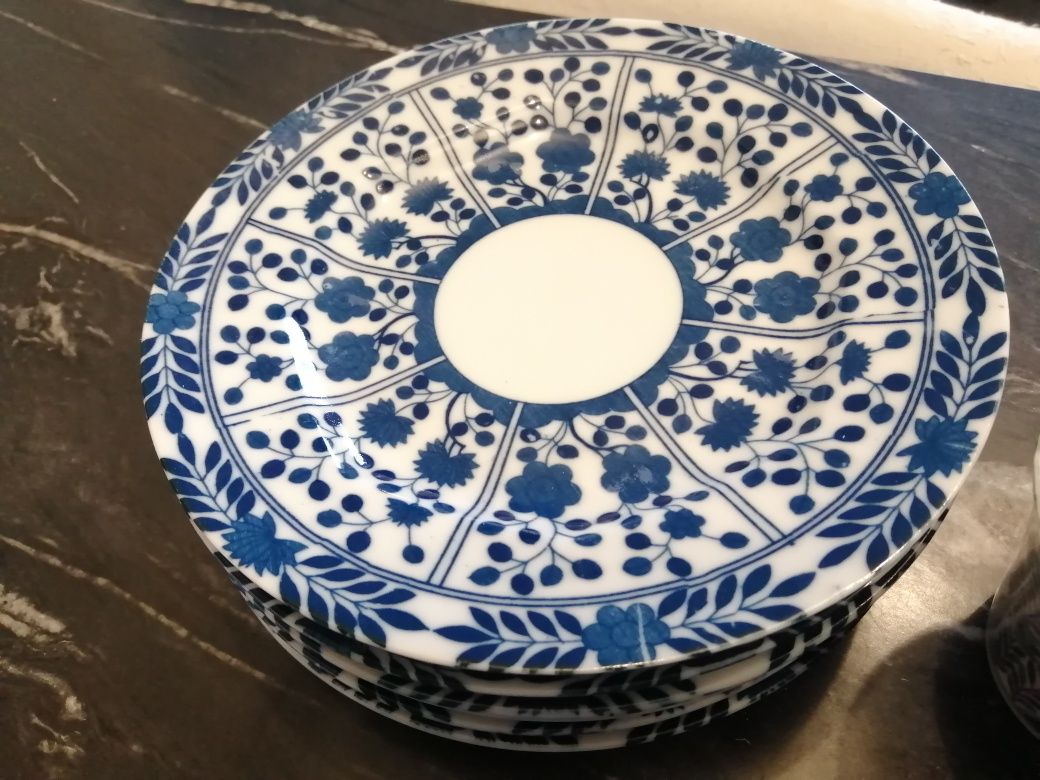 Piękny komplet deserowy z porcelany 19el. NOWY MIKOŁAJ