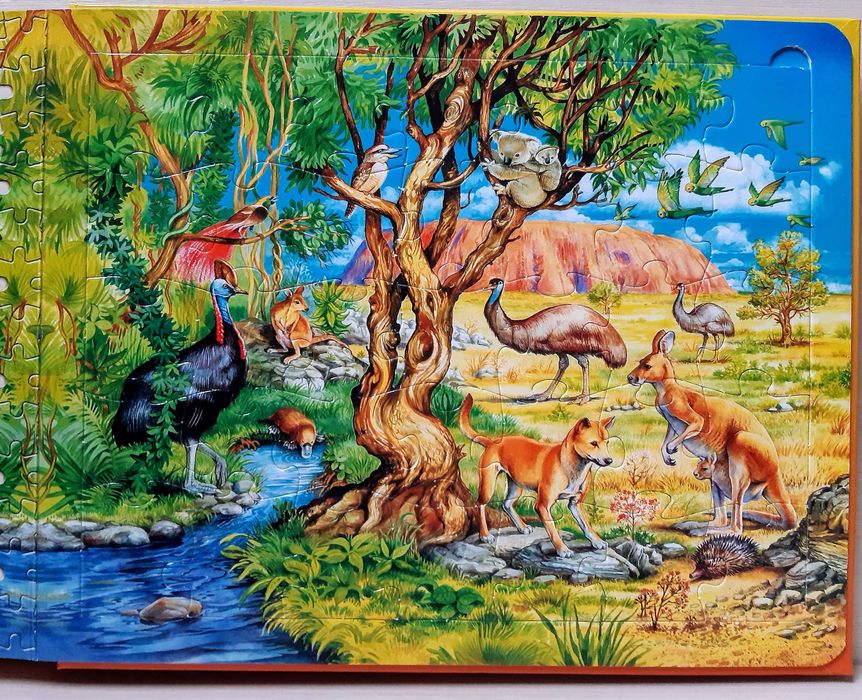 Пазлы Животные пяти континентов детские обучающие пазлы звери природа