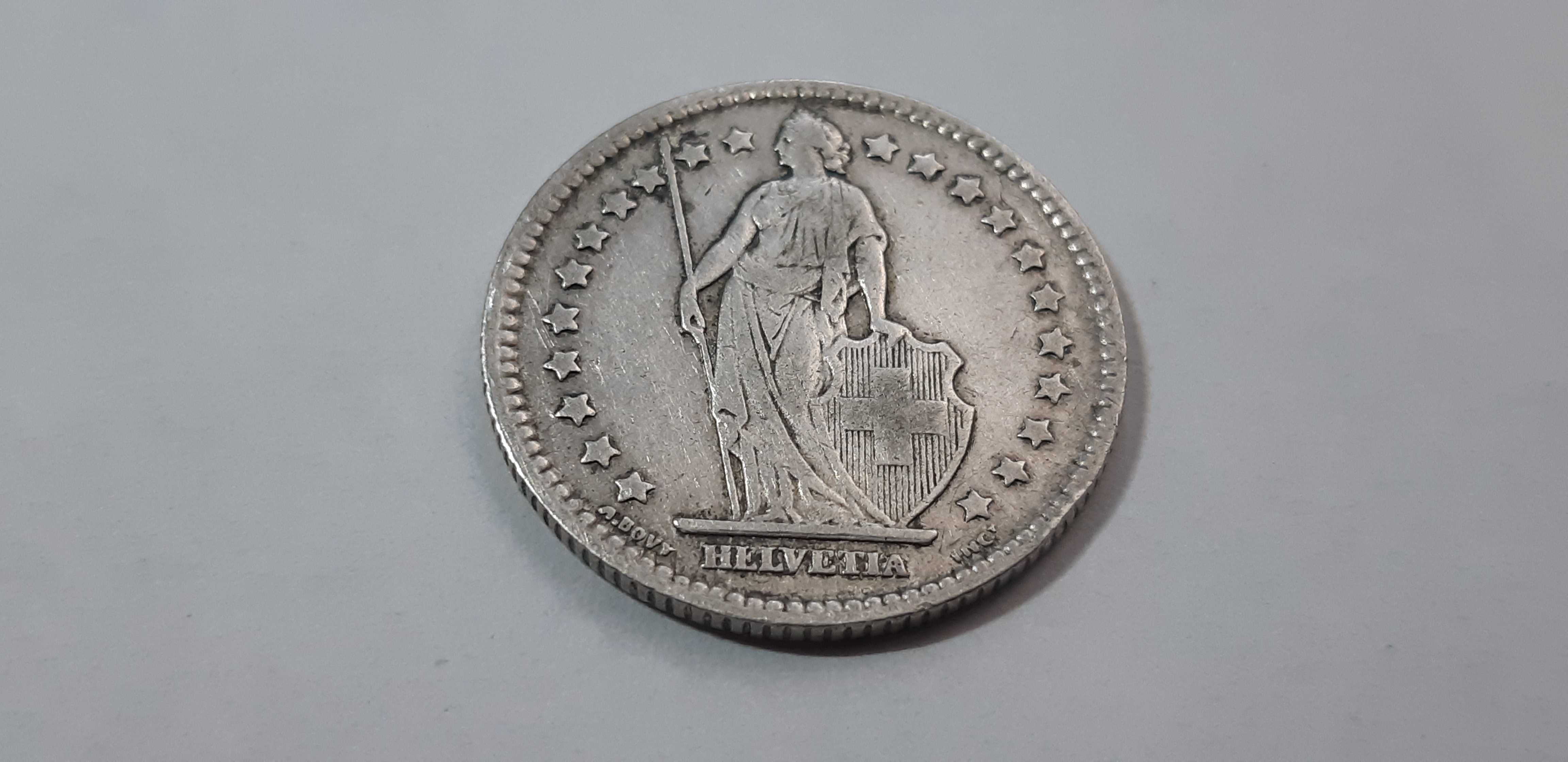 Szwajcaria 1 frank 1911 rok - srebro -  real foto