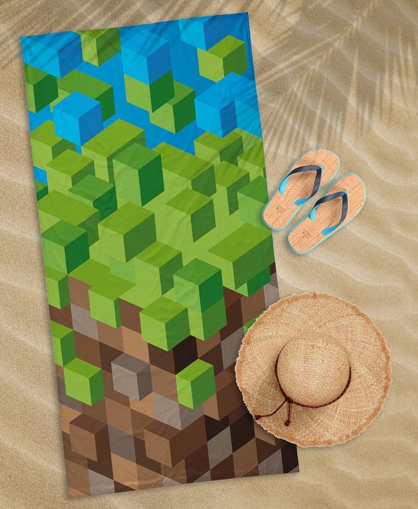 Ręcznik plażowy 70x140 Minecraft Pixel 77 zielony