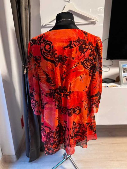 Pomarańczowa sukienka - bluzka trzy czwarte rękawy-Savoir rozm. XL-4XL