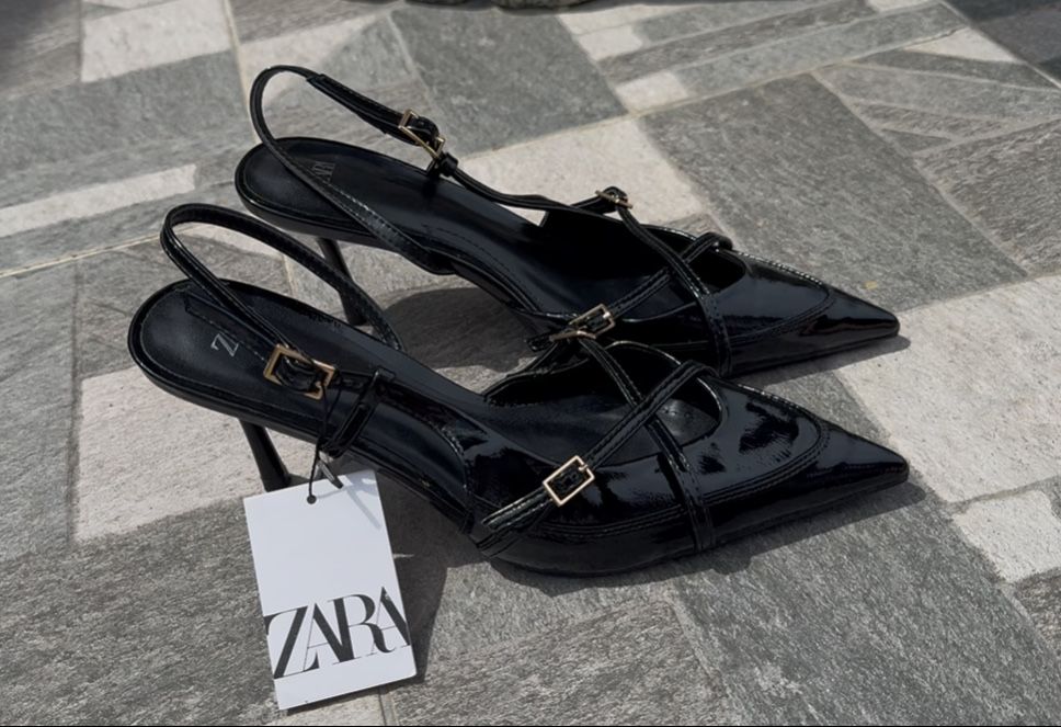 Чорні туфлі слінгбеки zara 39