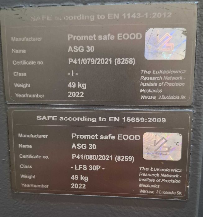 Sejf ognioodporny domowy, pierwsza klasa odporności na włamanie, ASG30