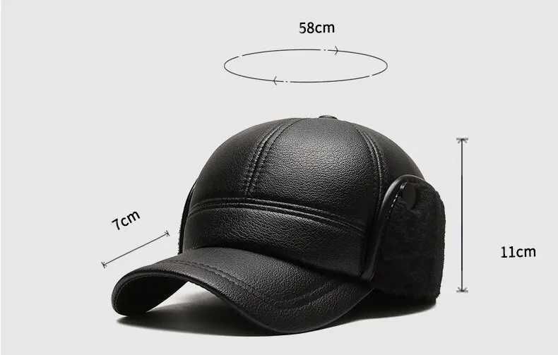 Czapka Męska Wiatroszczelna Skórzana ..