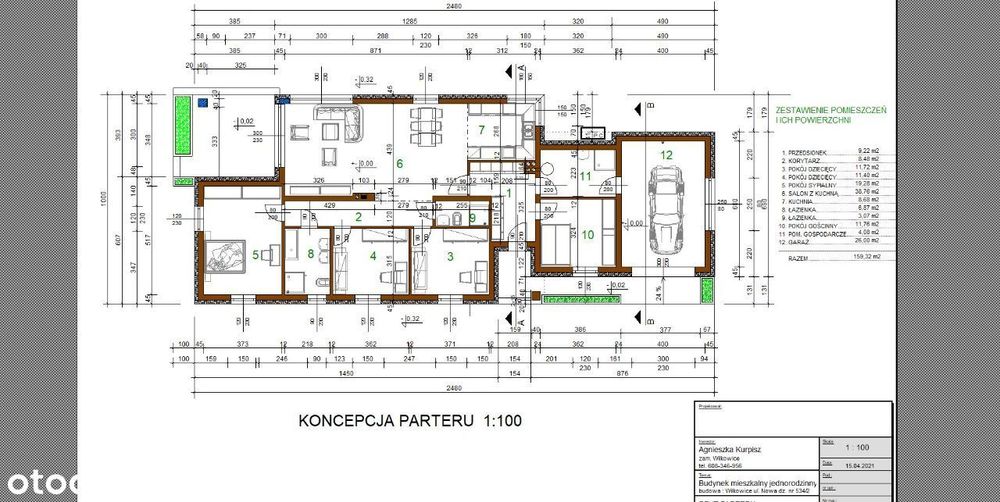 Działka budowlana z projetem i wizualizacją domu.