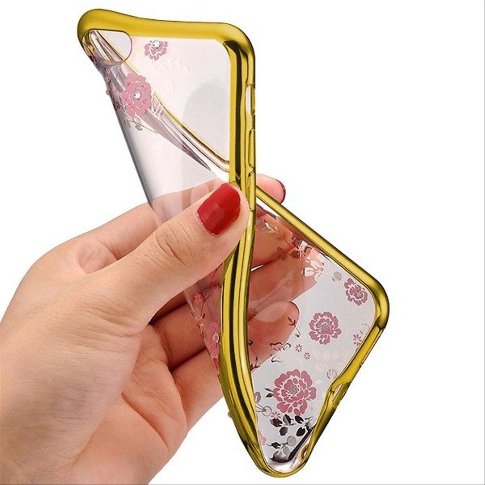 Back Case Diamond Flower Do Samsung Galaxy A41 Złoty