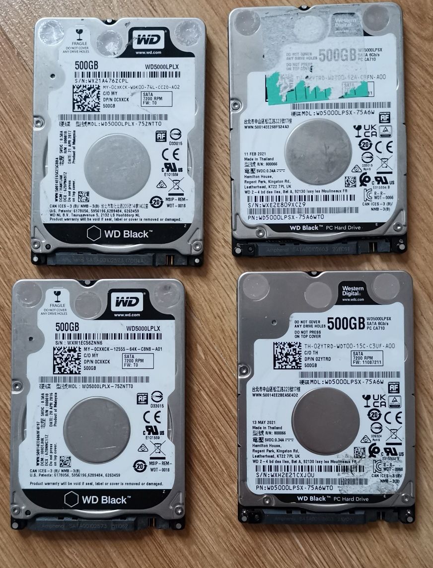 Dysk 500gb 2,5 WD black 7200RPM Sata do laptopa konsoli ps3 ps4 ps5