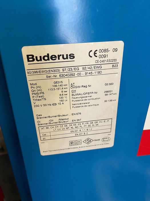 Buderus Logano GE315 GE215 piec gazowy, olejowy