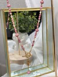 Naszyjnik z Rodonitu oraz Masy perłowej