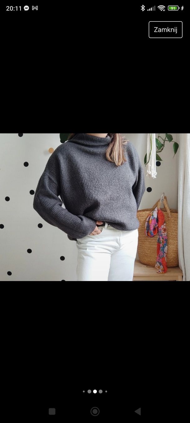 Stalowy ciemnoszary sweter polgolf
