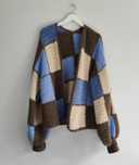 sweter kardigan vintage retro handmade bufiaste rękawy patchwork