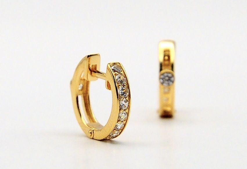 #сережки#золото 585# цирконий# длина 1,5см#