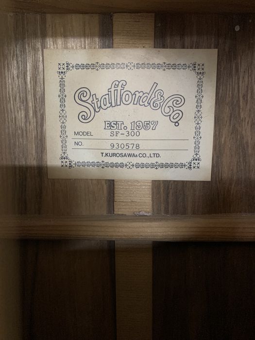 Акустична гітара Stafford SF-300 (Japan 1993) Kurasawa Gakki