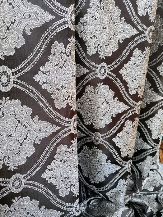 zasłony z metra ORNAMENThaft kordonek,gruby,TKANY w BRĄZIE szer 280 cm