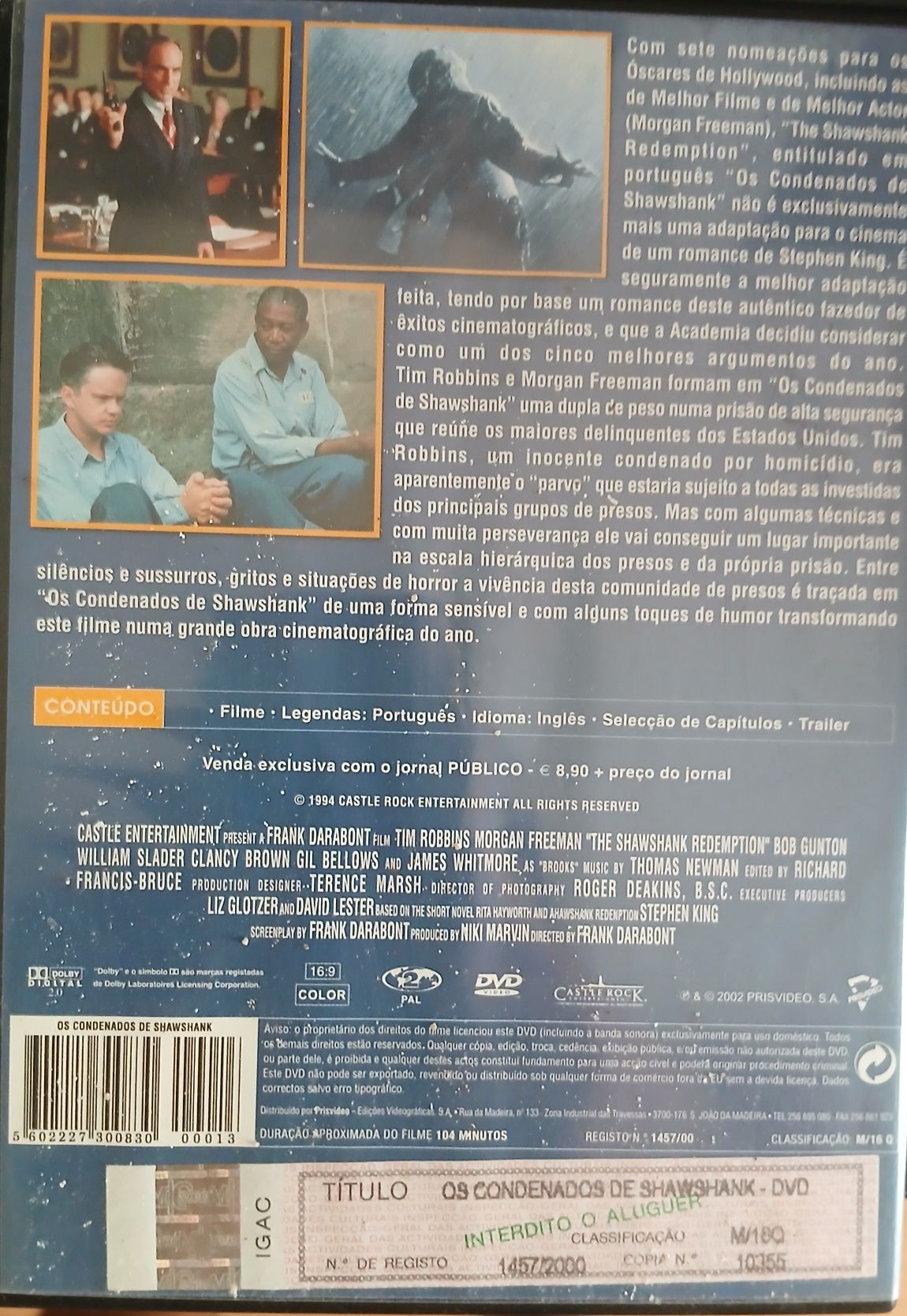 DVD Os Condenados de Shawshank c/ Morgan Freeman