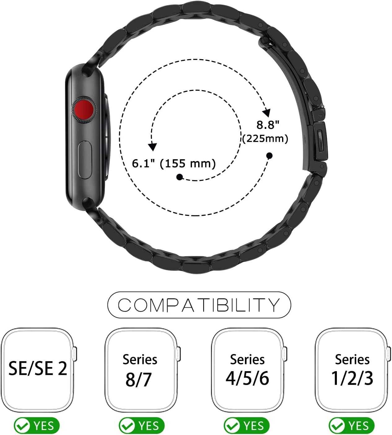 Tasikar bransoleta Apple Watch 8 / 7 6/5/4/3 2 1 SE czarna 41/40/38mm