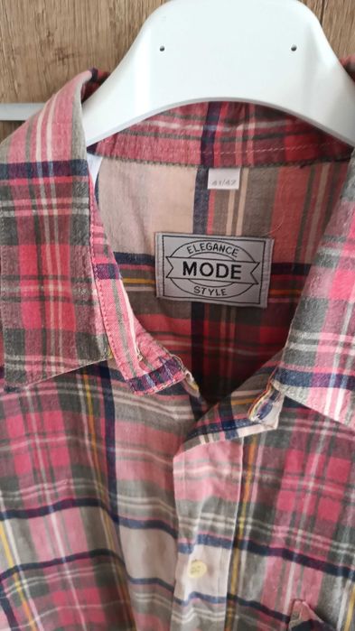 Koszula męska pastelowa kratka bawełna 41/42