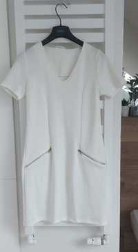 Biała klasyczna sukienka Xs - S 34 -36