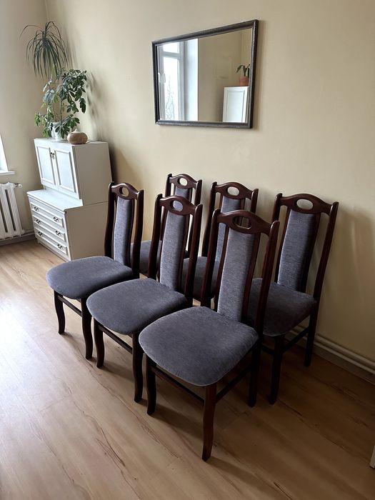 Komplet 6 krzeseł do jadalni szare materiałowe Gdańsk Śródmieście