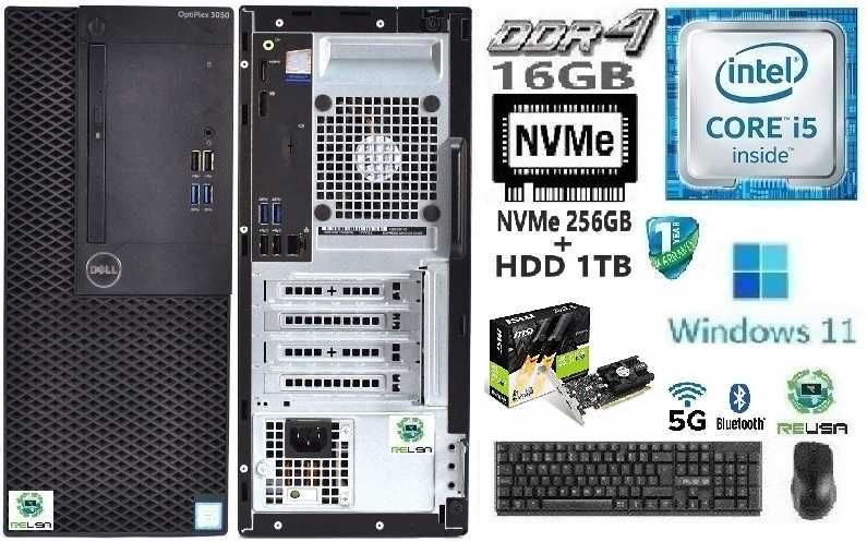 Pç LowGaming DELL 6ªG|i5-3.2G|16G|NVMe256G+HDD1TB|GT1030-2G|5G+BT|W11