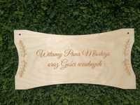 Tablica powitalna, drewniany baner weselny, dekoracja ślubu 50x25 cm