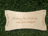 Tablica powitalna, drewniany baner weselny, dekoracja ślubu 50x25 cm