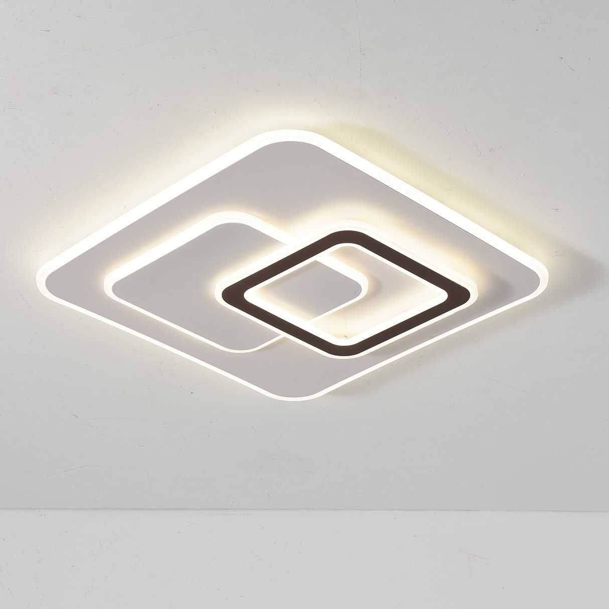 Lampa wisząca sufitowa żyrandol led 3 kolory 50 cm szerok Czarno-Biały