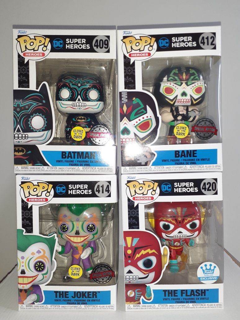 DC Super Heroes Dia de Los Muertos Glow 4 pack